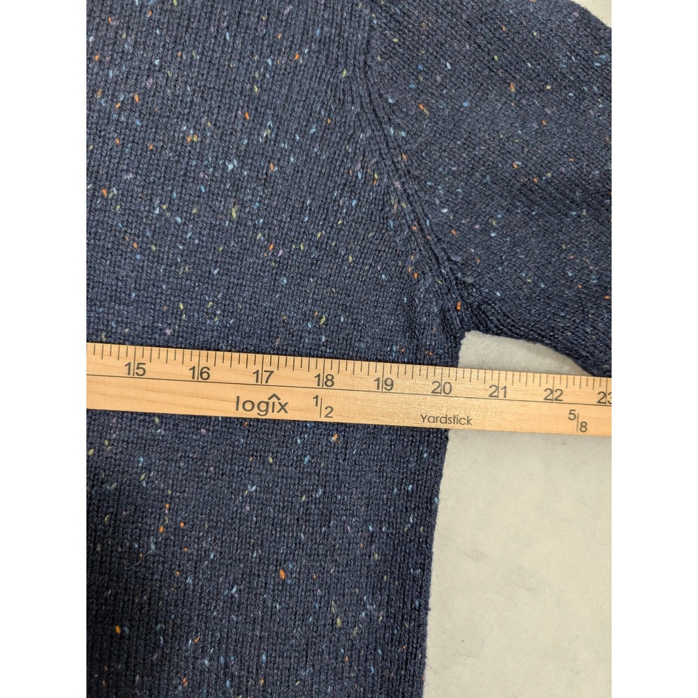 S Vintage Kim Rogers Sweater Navy Speckled Knit V-Neck Color Trim Wool Blend - Picture 6 of 7